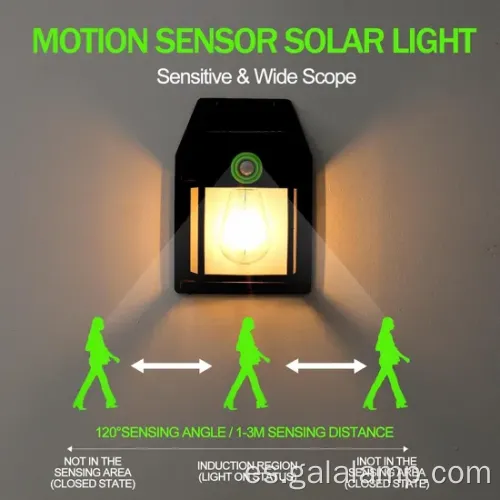 Sensor de movimiento solar luz de pared al aire libre con 3_modes